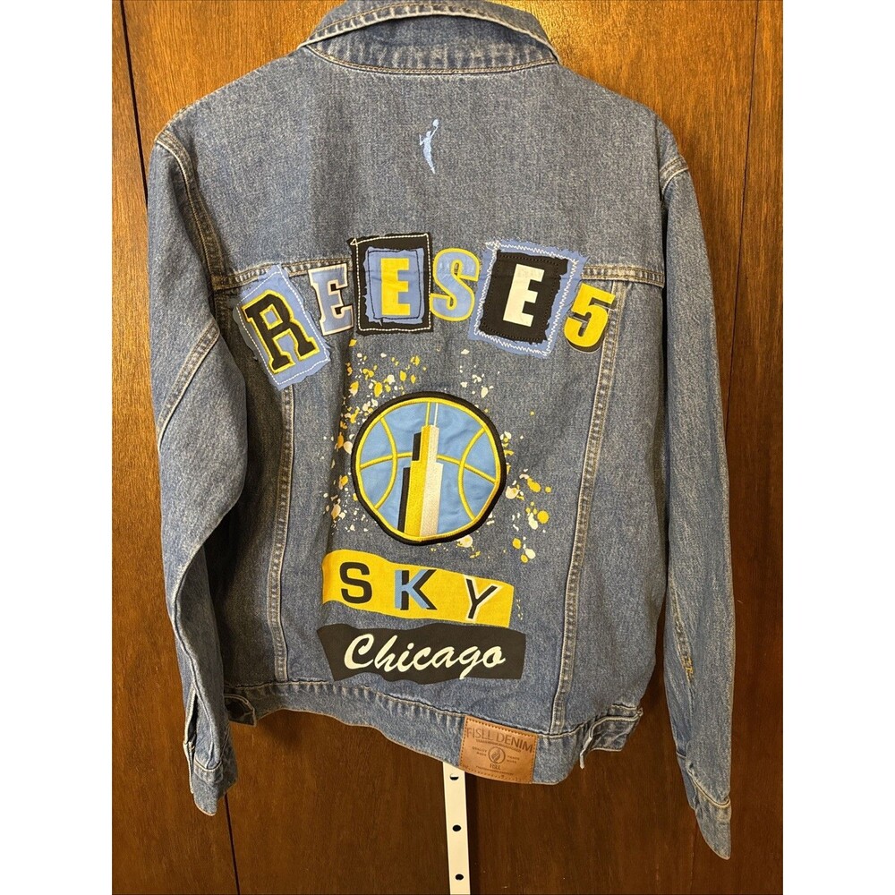 NEW Angel Reese Chicago Sky Women’s WNBA Blue Denim Jacket Size L MSRP $119